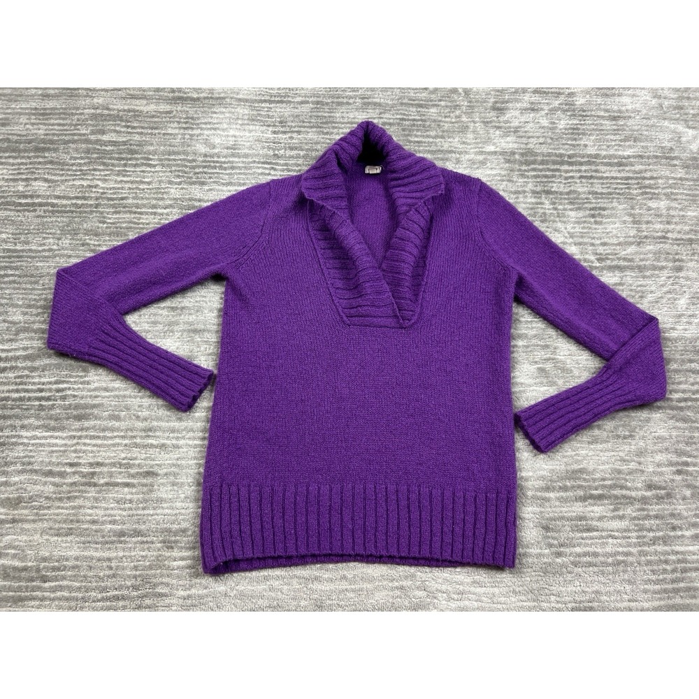 J Crew Sweater Womens Small Purple V-Neck Long Sleeve Acrylic Wool Mohair Blend